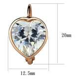 Rose Gold Brass Earrings with AAA Grade CZ  in Clear