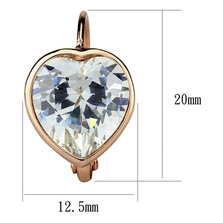 Rose Gold Brass Earrings with AAA Grade CZ  in Clear