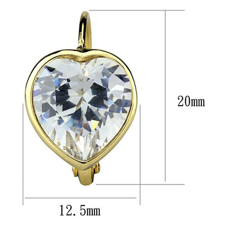 Gold Brass Earrings with AAA Grade CZ  in Clear