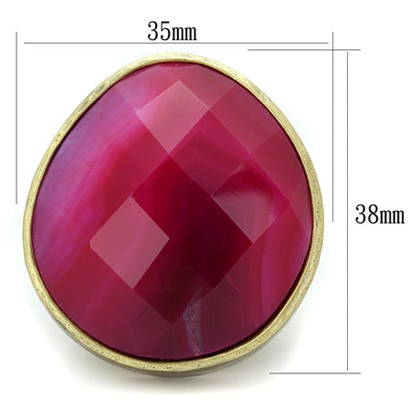 Antique Copper Brass Ring with Synthetic Onyx in Fuchsia