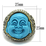 Antique Copper Brass Ring with Synthetic Synthetic Stone in Capri Blue