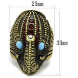 Antique Copper Brass Ring with Synthetic Synthetic Stone in Sea Blue