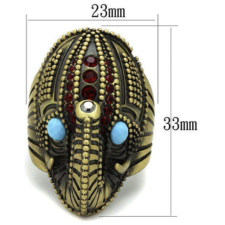 Antique Copper Brass Ring with Synthetic Synthetic Stone in Sea Blue