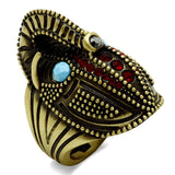 Antique Copper Brass Ring with Synthetic Synthetic Stone in Sea Blue