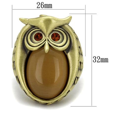 Antique Copper Brass Ring with Synthetic Cat Eye in Brown