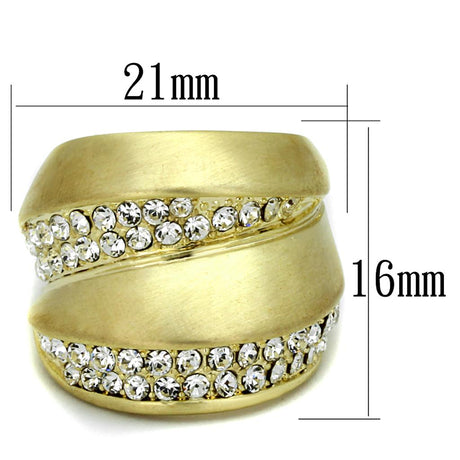 Gold & Brush Brass Ring with Top Grade Crystal  in Clear