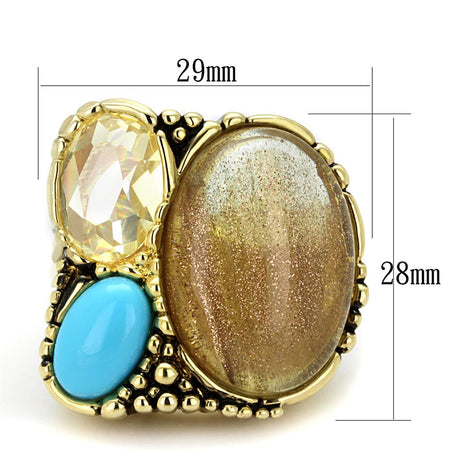 Gold Brass Ring with Synthetic Synthetic Rutile in Topaz