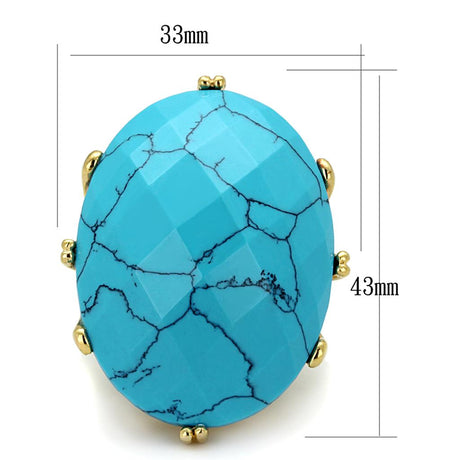 Gold Brass Ring with Synthetic Turquoise in Turquoise