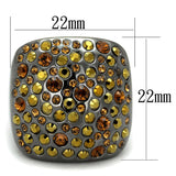 TIN Cobalt Black Brass Ring with Top Grade Crystal  in Multi Color