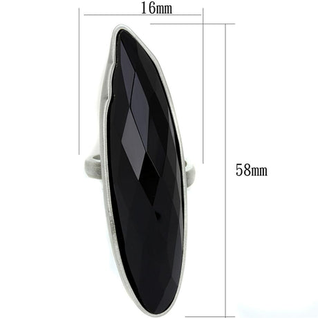 Antique Silver Brass Ring with Synthetic Onyx in Jet