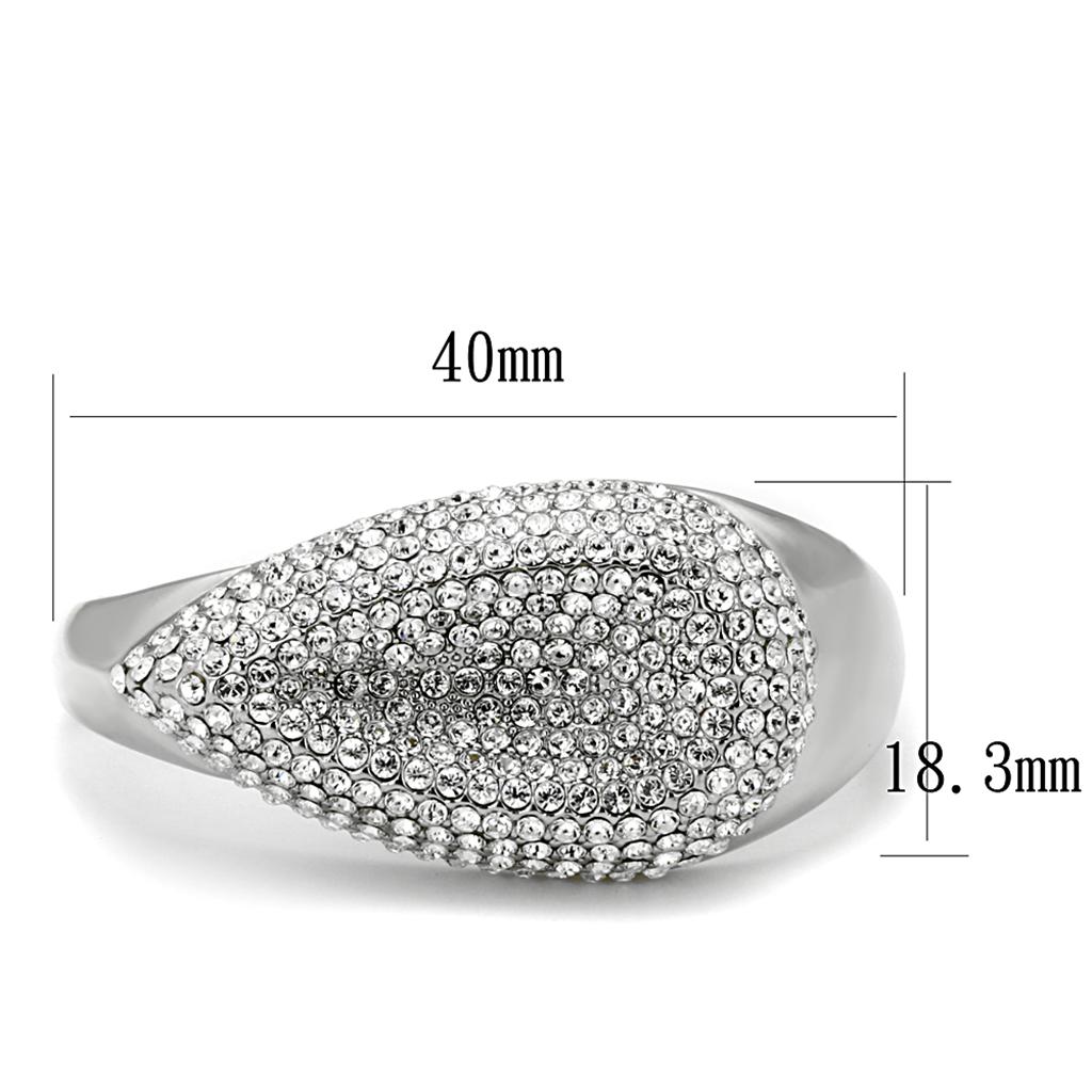 Rhodium Brass Ring with Top Grade Crystal  in Clear