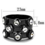 TIN Cobalt Black Brass Ring with Top Grade Crystal  in Clear