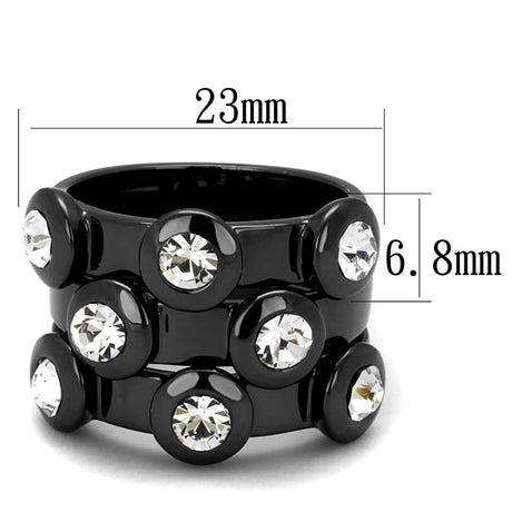TIN Cobalt Black Brass Ring with Top Grade Crystal  in Clear