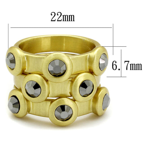 Gold & Brush Brass Ring with Top Grade Crystal  in Hematite