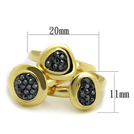 Gold Brass Ring with Top Grade Crystal  in Hematite