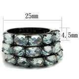 TIN Cobalt Black Brass Ring with Top Grade Crystal  in Black Diamond