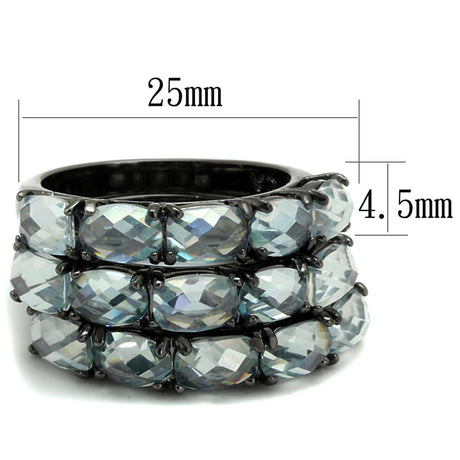 TIN Cobalt Black Brass Ring with Top Grade Crystal  in Black Diamond