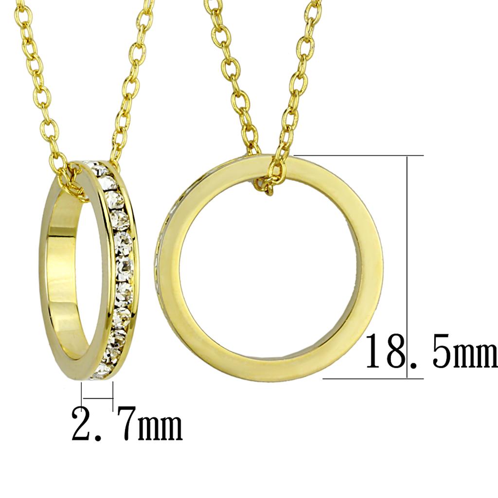Gold Brass Chain Pendant with Top Grade Crystal  in Clear