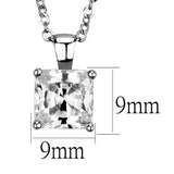 Rhodium Brass Chain Pendant with AAA Grade CZ  in Clear