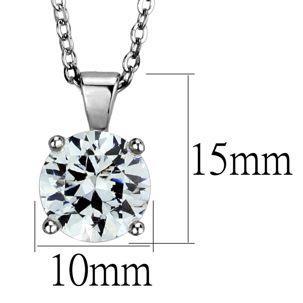Rhodium Brass Chain Pendant with AAA Grade CZ  in Clear