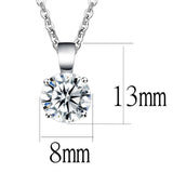 Rhodium Brass Chain Pendant with AAA Grade CZ  in Clear