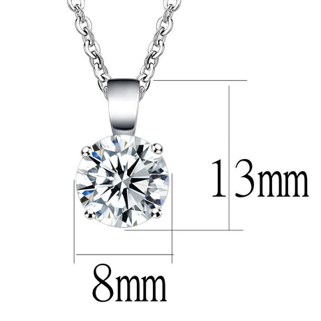 Rhodium Brass Chain Pendant with AAA Grade CZ  in Clear