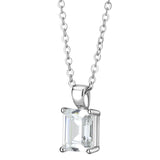 Rhodium Brass Chain Pendant with AAA Grade CZ  in Clear
