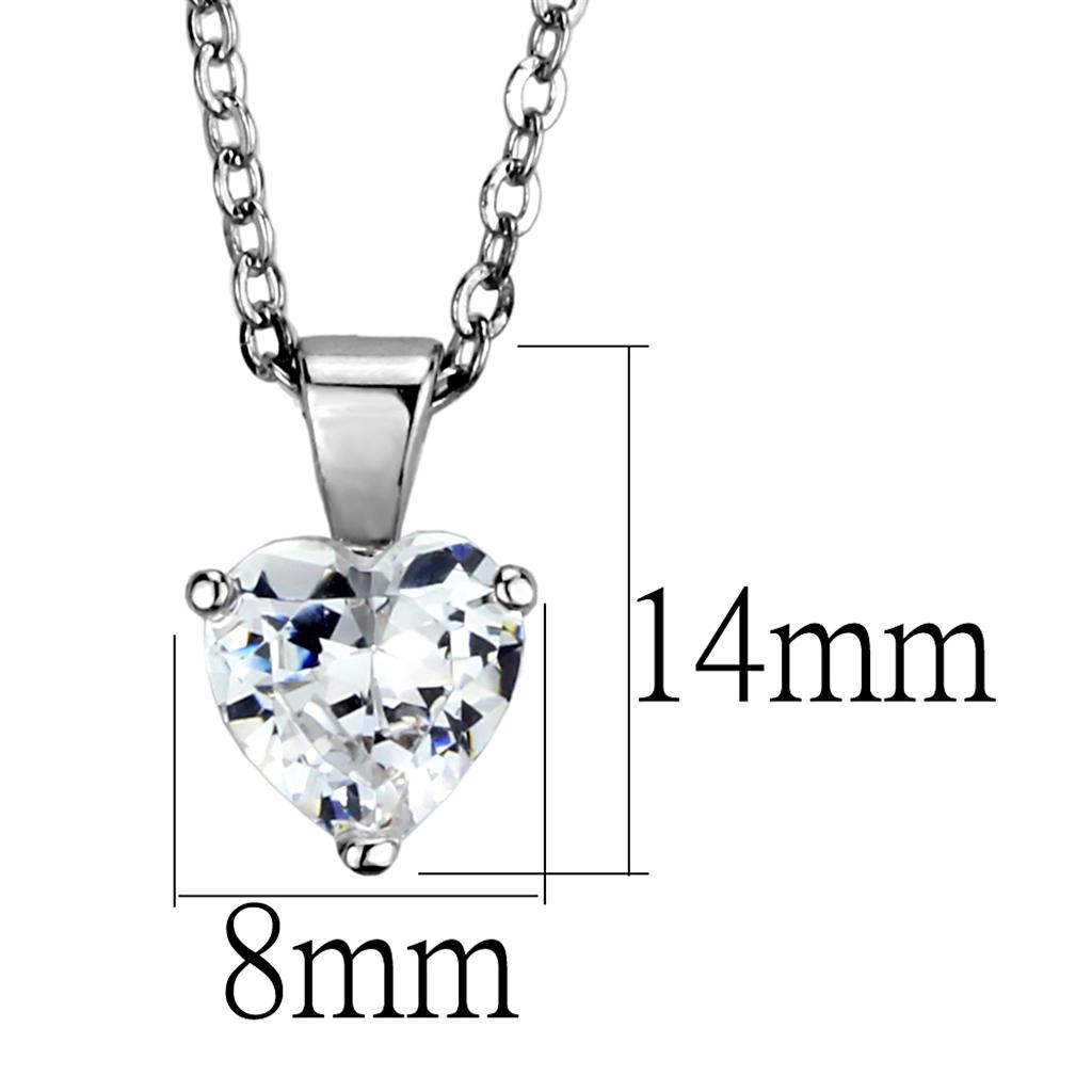 Rhodium Brass Chain Pendant with AAA Grade CZ  in Clear
