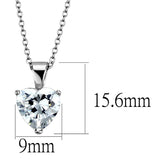 Rhodium Brass Chain Pendant with AAA Grade CZ  in Clear