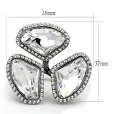 High polished (no plating) Stainless Steel Ring with Top Grade Crystal  in Clear