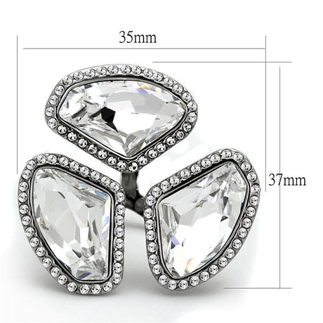 High polished (no plating) Stainless Steel Ring with Top Grade Crystal  in Clear
