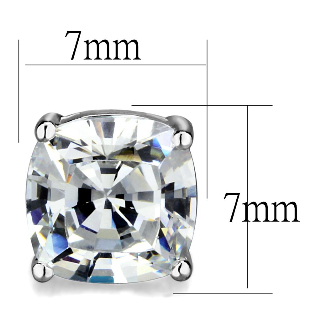 Rhodium Brass Earrings with AAA Grade CZ  in Clear