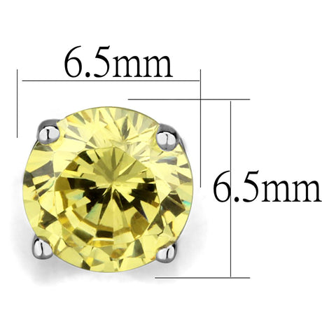 Rhodium Brass Earrings with AAA Grade CZ  in Citrine Yellow
