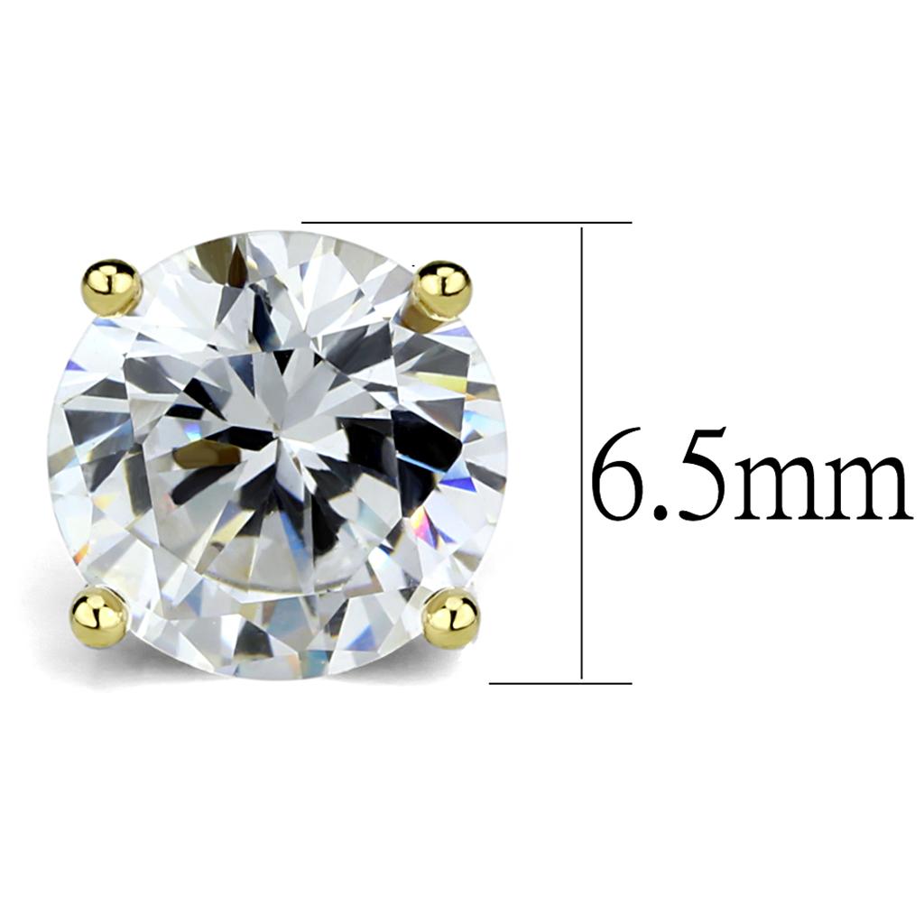 Gold Brass Earrings with AAA Grade CZ  in Clear