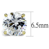 Gold Brass Earrings with AAA Grade CZ  in Clear