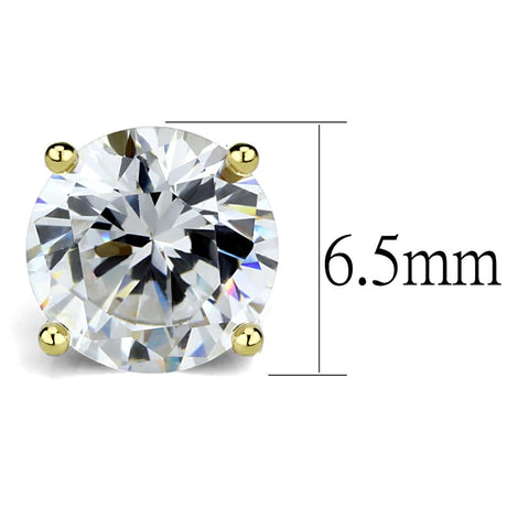 Gold Brass Earrings with AAA Grade CZ  in Clear