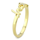 LO3961 Flash Gold Brass Ring with Top Grade Crystal in Clear