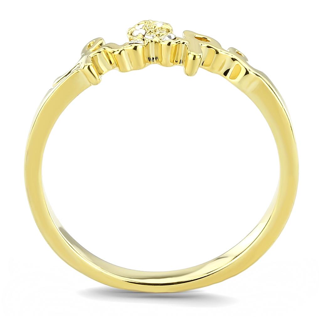 Flash Gold Brass Ring with Top Grade Crystal  in Clear