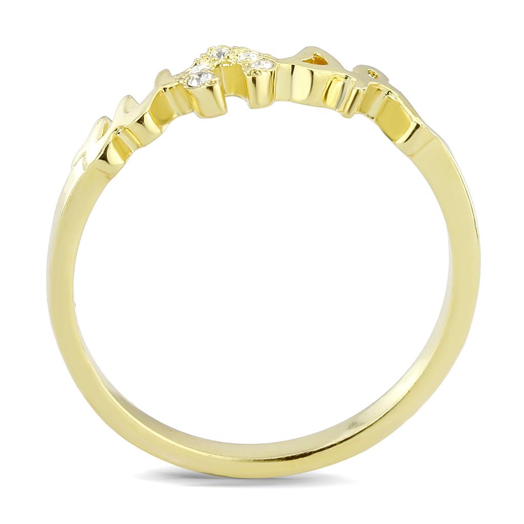 Flash Gold Brass Ring with Top Grade Crystal  in Clear
