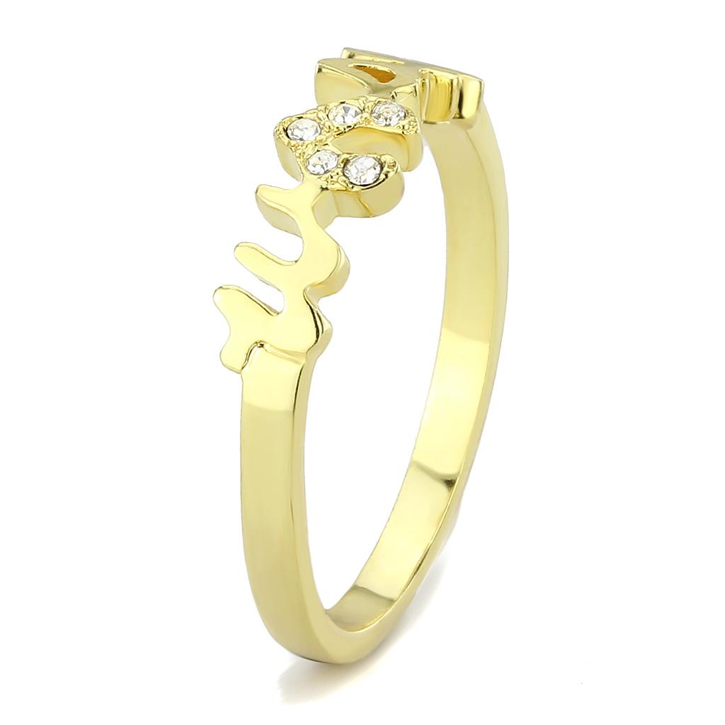 Flash Gold Brass Ring with Top Grade Crystal  in Clear