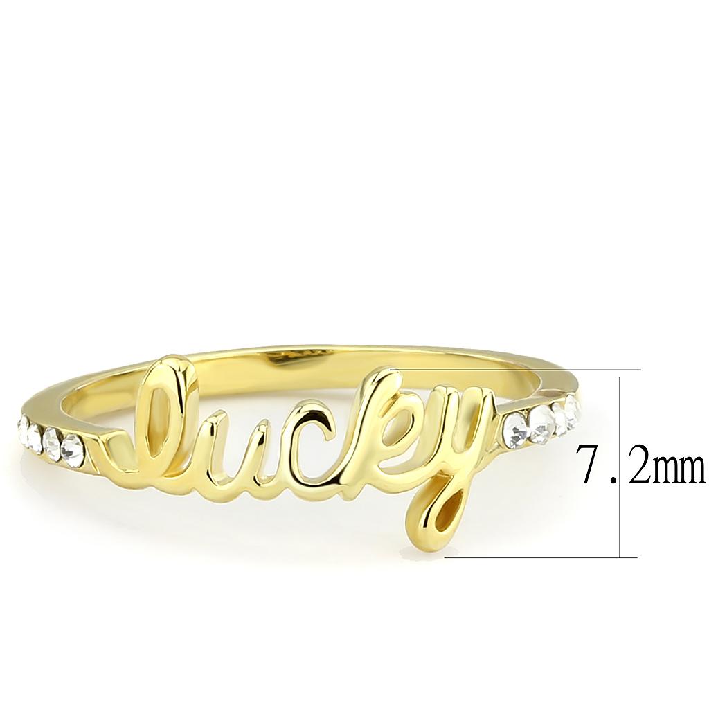 Flash Gold Brass Ring with Top Grade Crystal  in Clear