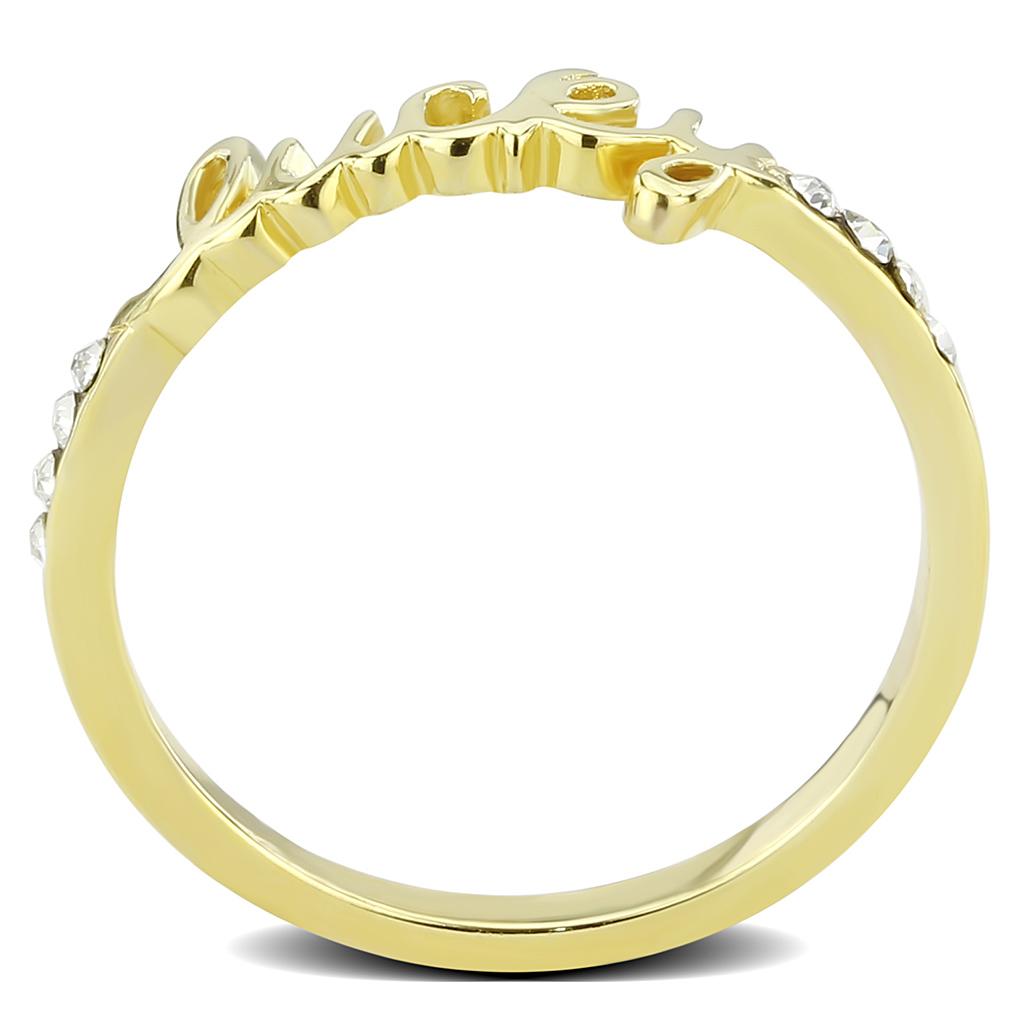 Flash Gold Brass Ring with Top Grade Crystal  in Clear