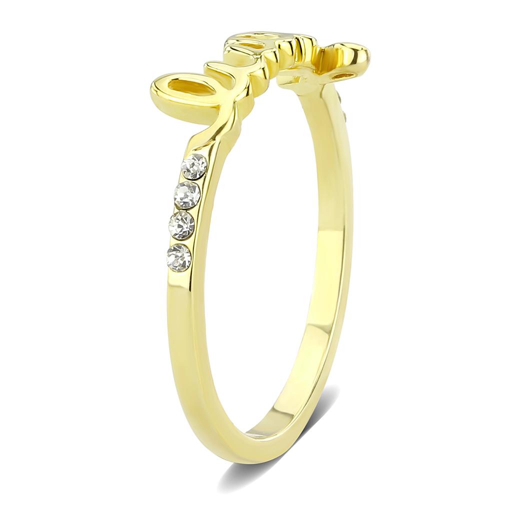Flash Gold Brass Ring with Top Grade Crystal  in Clear