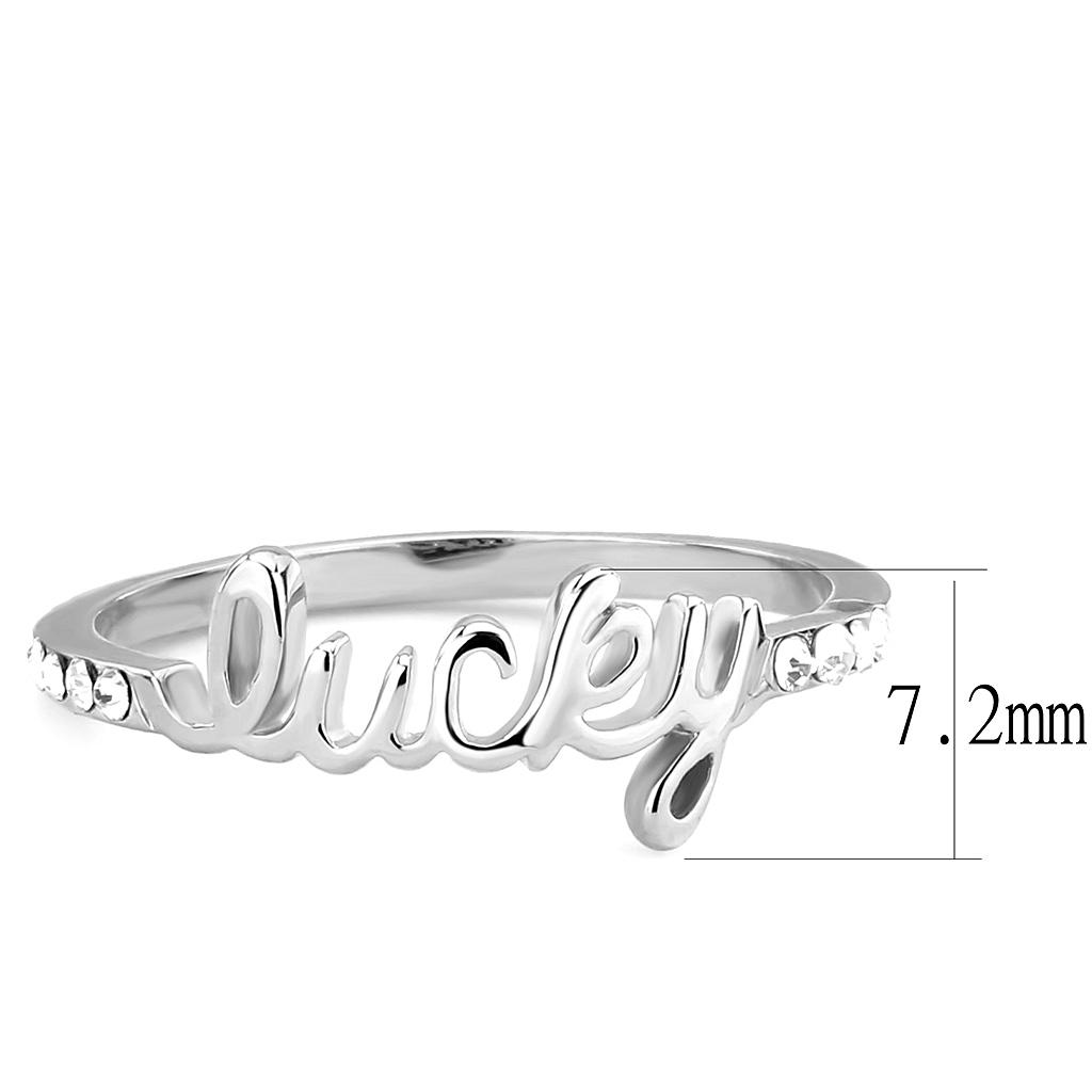 Rhodium Brass Ring with Top Grade Crystal  in Clear