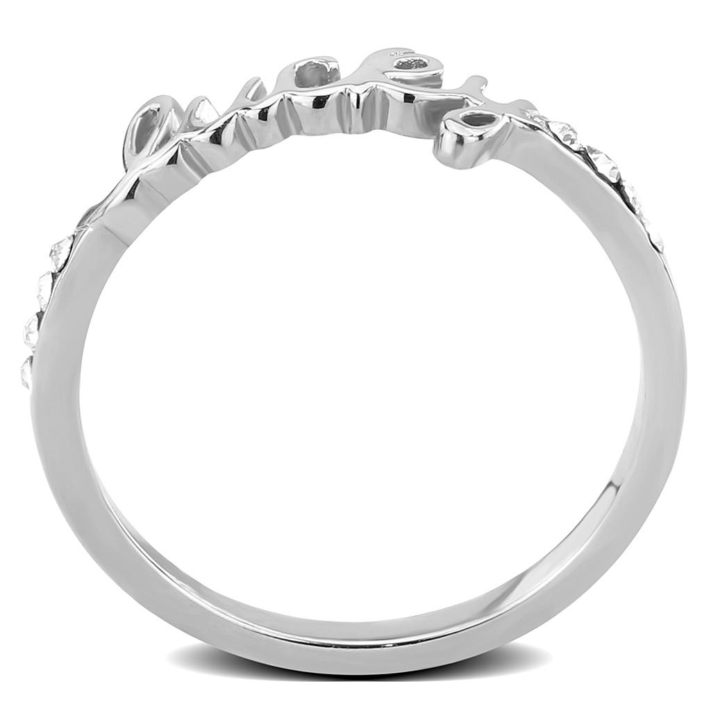 Rhodium Brass Ring with Top Grade Crystal  in Clear