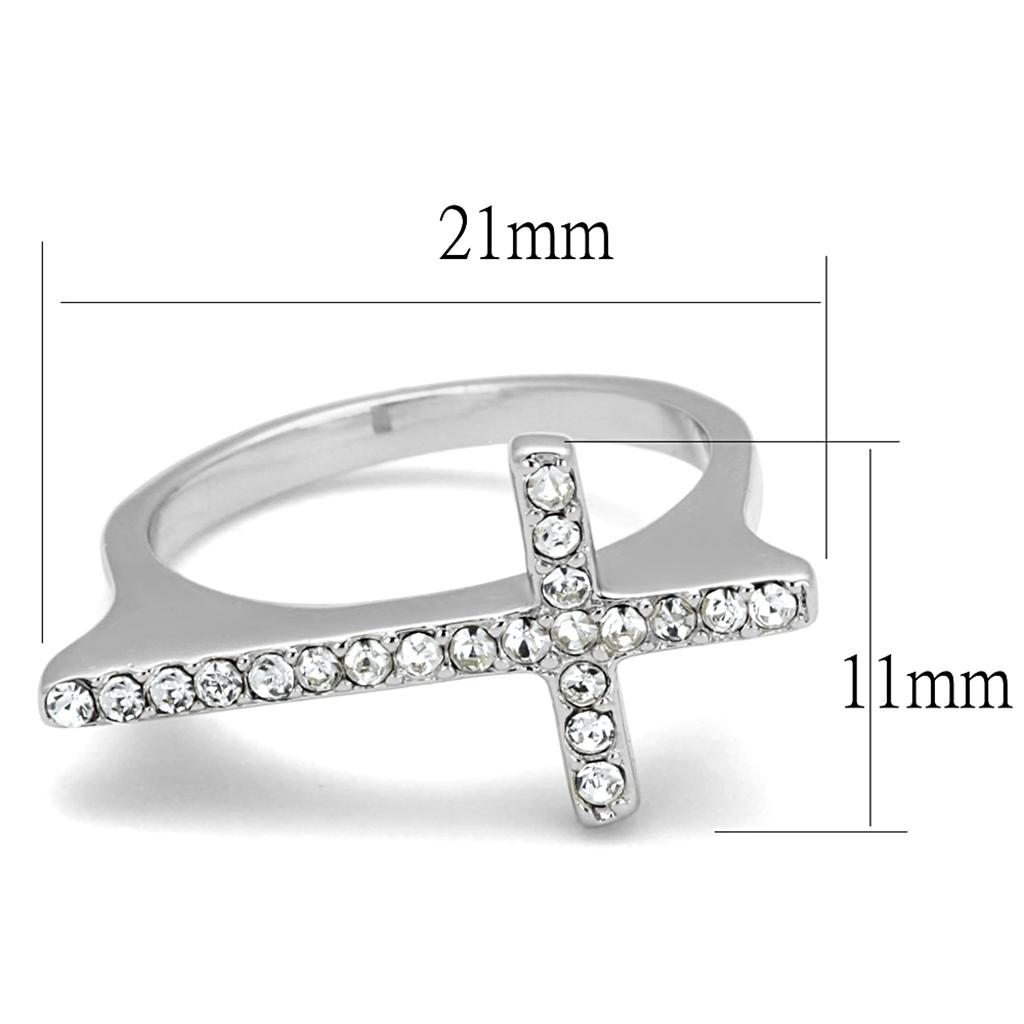 Rhodium Brass Ring with Top Grade Crystal  in Clear