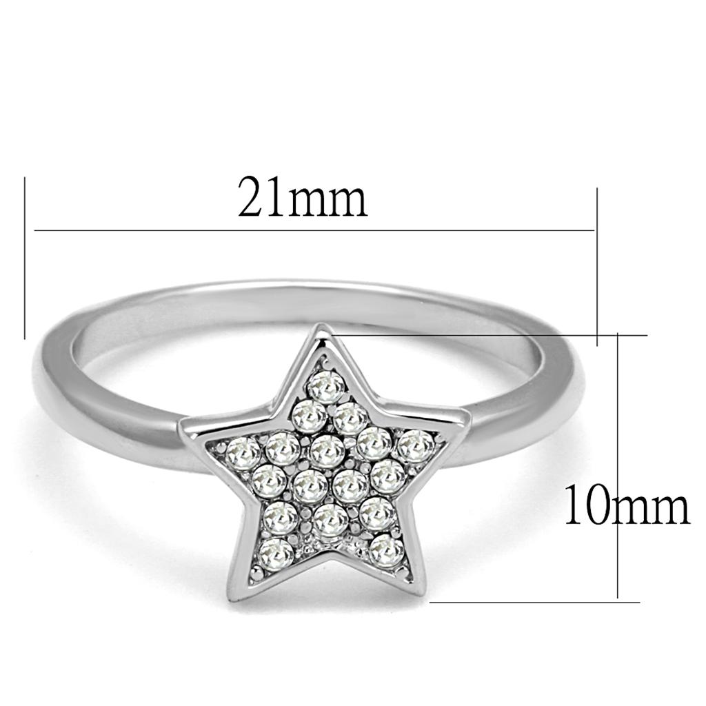 Rhodium Brass Ring with Top Grade Crystal  in Clear