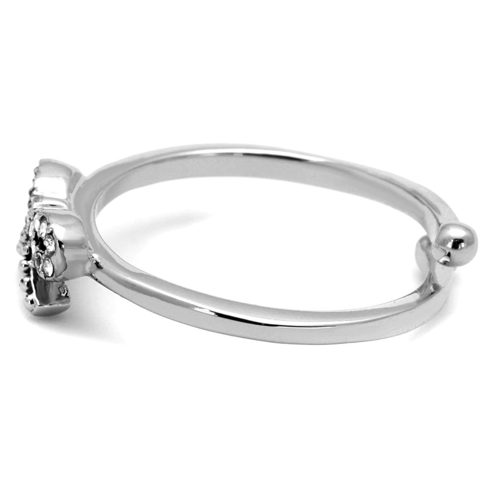Rhodium Brass Ring with Top Grade Crystal  in Clear
