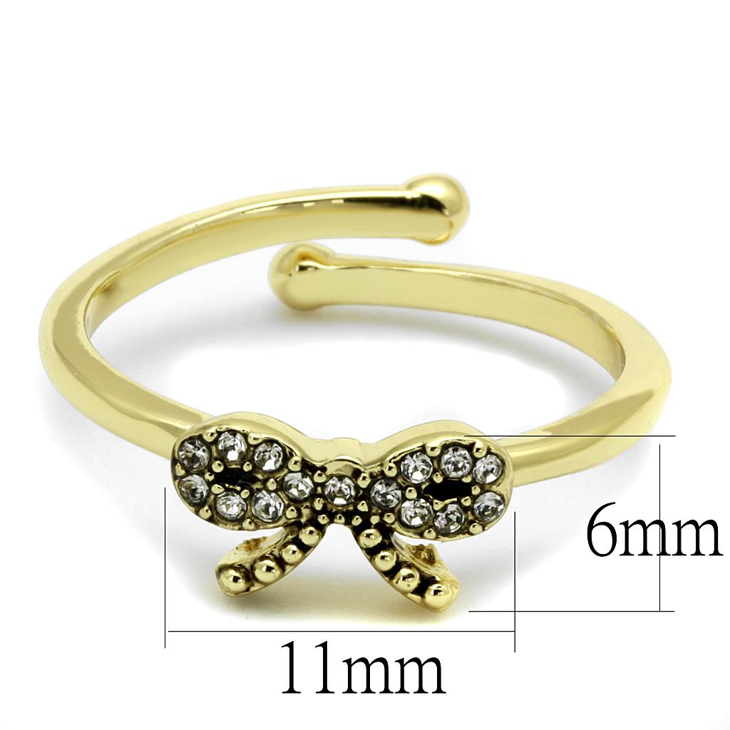 Flash Gold Brass Ring with Top Grade Crystal  in Clear
