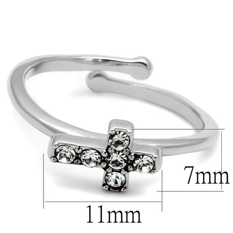 Rhodium Brass Ring with Top Grade Crystal  in Clear